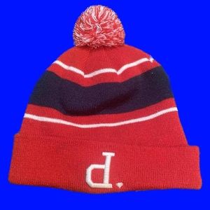 Vintage Diamond Supply Co Pom Pom Beanie in red/navyblue/white